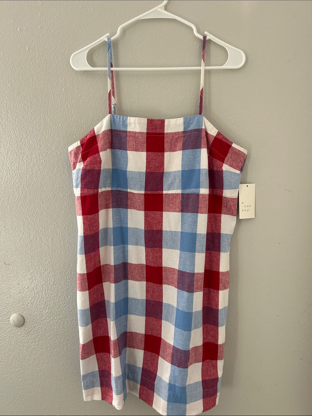 Target (A New Day) Red, Blue & White Plaid Spaghetti Strap Dress